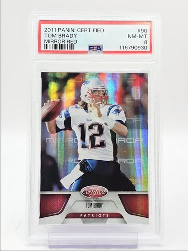 TOM BRADY 2011 CERTIFIED FOOTBALL MIRROR RED PATRIOTS PSA 8 Q5201