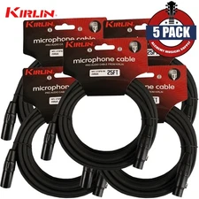 5-PACK Kirlin 25FT 20AWG XLR Male To Female Microphone Cable MPC-270 PB-25/BK