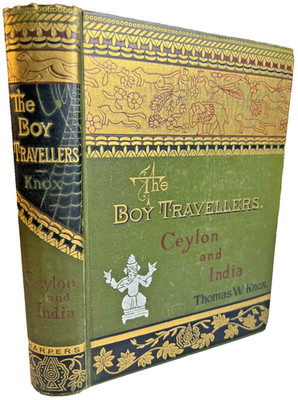Antique Ornate Gilded Decorative Victorian Book 1882 Boy Travellers Ceylon India