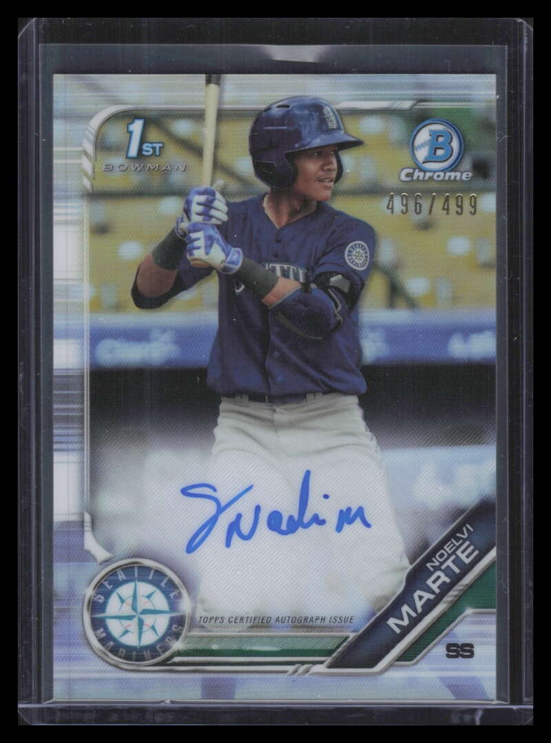 2019 Bowman Chrome Prospect Autographs Refractor Noelvi Marte RC Auto 496/499