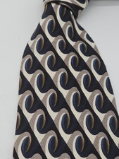 Vintage x'Andrini Necktie Art Deco Italian Silk Made In USA Wave Pattern