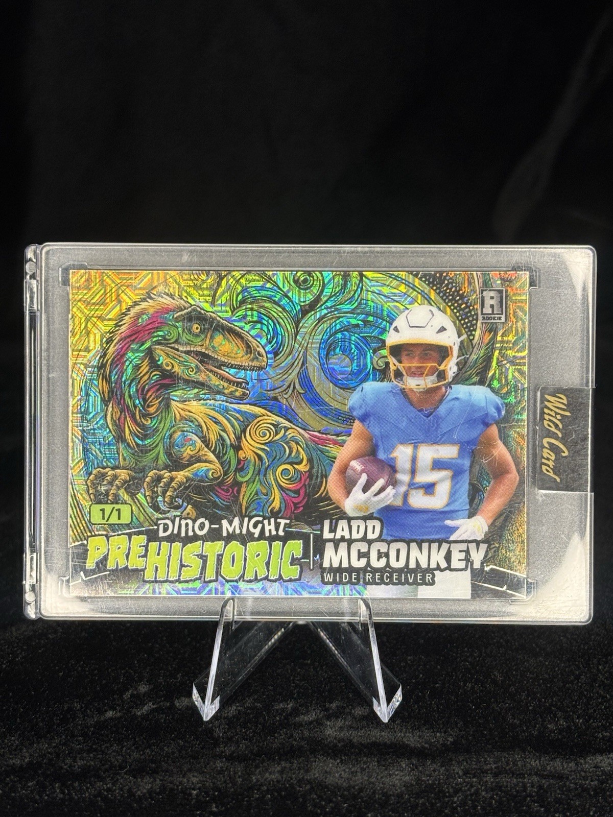 Ladd McConkey Wild Card Alumination Dino-Might #LM Stegosaurus-Mirror Foil-Gold