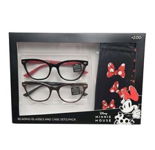 Disney Minnie Mouse Readers 2.00 Reading Glasses Microfiber Pouch 2 Pair