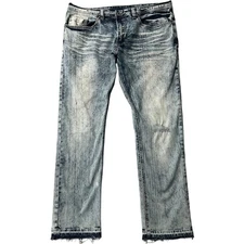 Buffalo David Bitton Jeans Men 36X32 Acid Wash Evan-X Basic Slim Stretch Grunge
