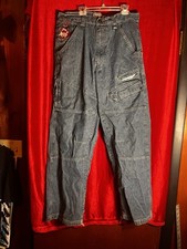 Vintage early 2000s Y2K Paco Jeans blue baggy jeans with embroidery Patch 34x33