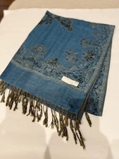 Women’s Beautiful Dark Teal Silk And Pashmina Shawl Wrap Scarf