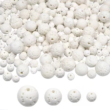 580Pcs Natural Lava Beads Stone Chakra Bulk 4Mm 6Mm 8Mm 10Mm White round Loose G