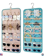 BAGSMART Double-Sided Jewelry Organizer - Large Lake Green Claw Clip Holder