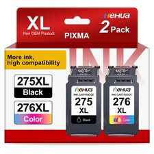 2 Pack PG-275XL CL-276XL Ink Cartridges For Canon PIXMA TS3522 TS3722 TR4722