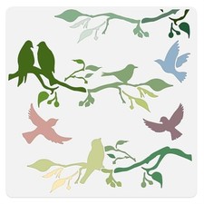 Branch Bird Stencil, Birds On Branch Reusable Painting Template