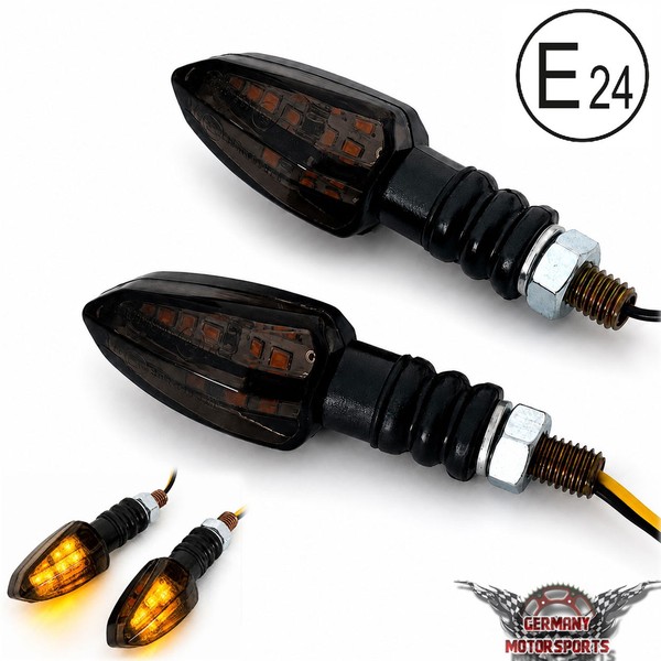 LED Blinker E-GeprüFt Vorn Hinten Schwarz Smoke GetöNt Motorrad Roller Quad 12V-image