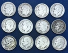 1946-P (4), 1946-D (4), 1946-S (4)  Roosevelt Silver Dimes , 12 coin lot