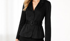 Sandro Black Belted Blazer Jacket Office Luxe Minimalist Chic Fit Wear Size Med.