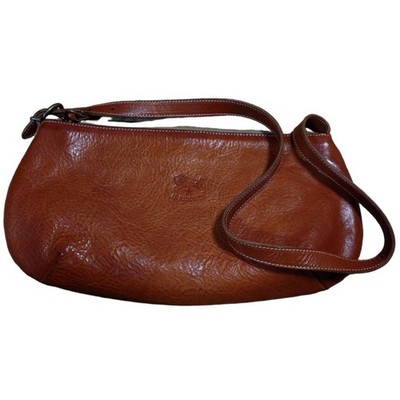 Il Bisonte Leather Shoulder Bag Brown Simple Style Used