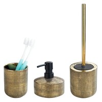 Wenko Bad-Accessoire Set Rivara Keramik Gold Zahnbecher Seifenspender