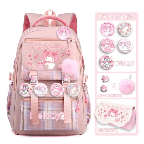 Pochacco MyMelody Kuromi Cinnamoroll Satchel Backpack W/Bage Pencil Case Pendant - Picture 4 of 20
