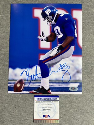 GIANTS- VICTOR CRUZ AUTOGRAPH 8x10 TD CELEBRATION SALSA PHOTO PSA AM77975 