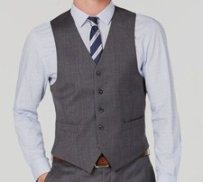 Michael Kors Men's Gray Plaid Classic-Fit Wool Suit Vest Size 36S