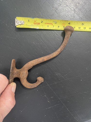 Rusty Rustic Double Hooks Coat Towel Hat & Belt Hallway Door Lot of 4 - Picture 8 of 8