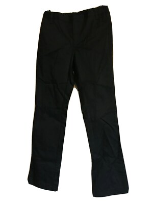 Land's End Girls Perfect Fit Elastic Waist Iron Knee Black Chino Pant 14 x 28 