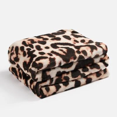 OHS Ultra Soft Throw Bed Blanket Leopard Fleece Plush Sofa Bedspread Warm Travel