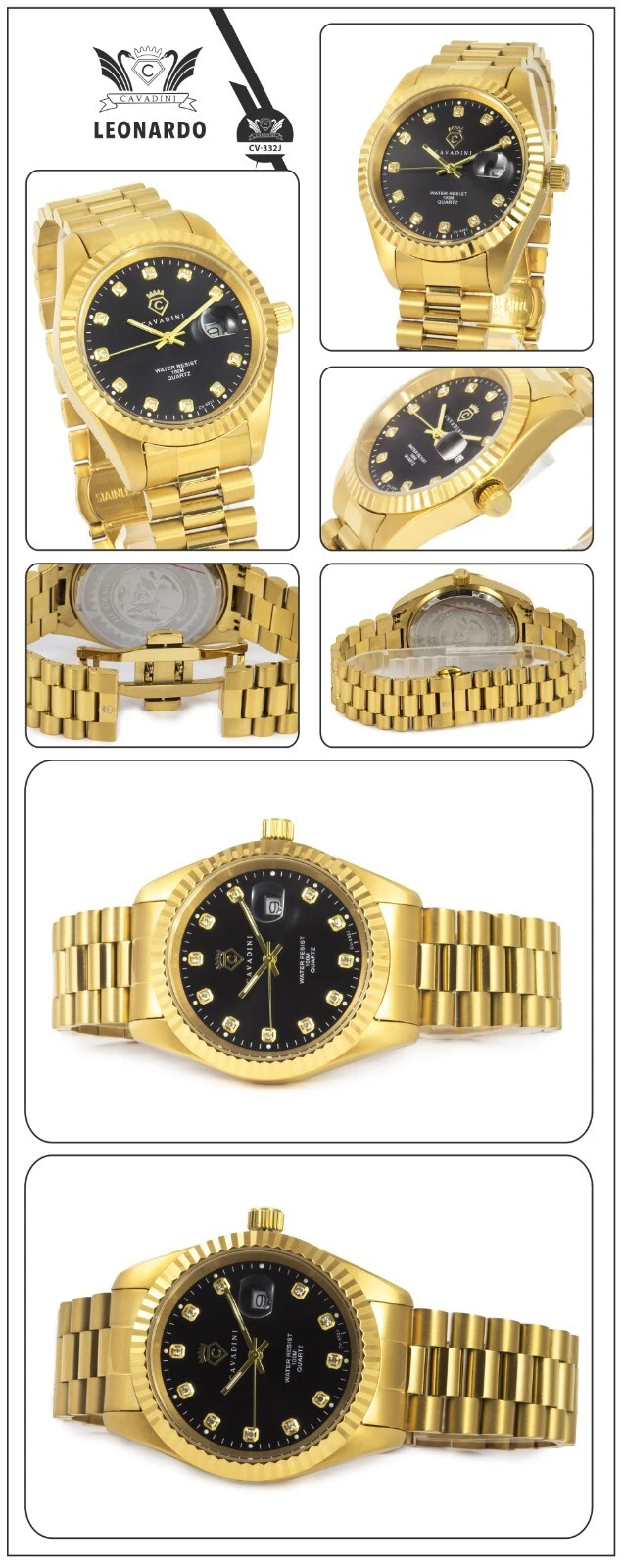 GCウォッチ Cavadini Watch Leonardo CV-332J Date Solid Stainless Steel