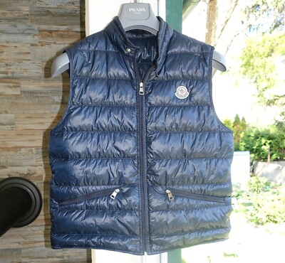 MONCLER JACKET 2 blue logo navy dark down vest gui s
