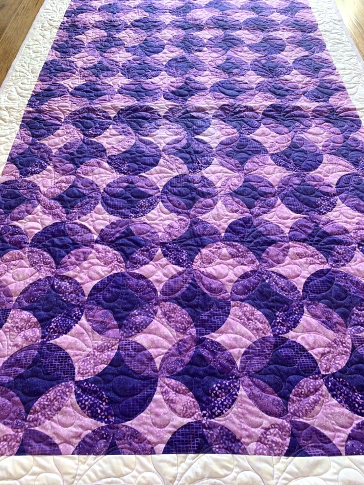 Handmade Cotton Quilt Purple Twin size 76X48" Made in Canada RoadRunner Quilting — 第 3/4 张图片