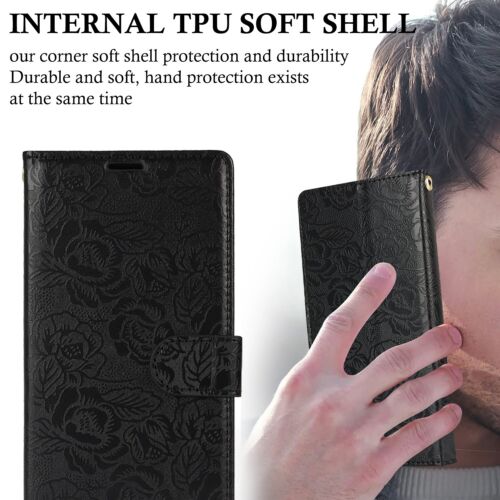Floral Embossed Wallet Case For Samsung Galaxy S25 S24 S23 S22 S21 S20+ FE Ultra - Picture 12 of 57