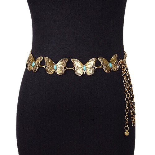Vintage Gold-Tone Flexible Stretch Snake Chain Skinny Belt Vintage Gold Tone Skinny Stretch Snake Chain Belt 24” - 26  main image 2