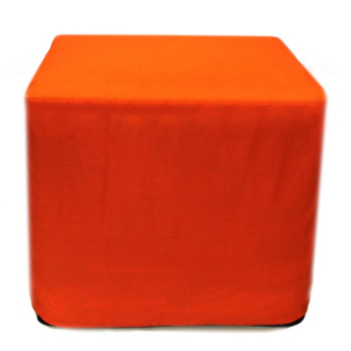 22" Square Large Indian Orange Plain Cotton Ottoman Pouf Cover Footstool Covers - Picture 2 of 4