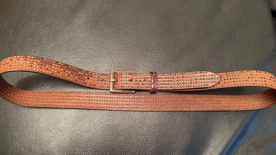 DIESEL Gürtel 100 cm Nietengürtel braun - Bild 3 von 4