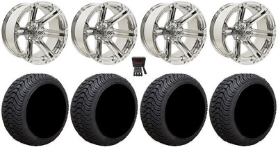 GTW Specter 12'' Golf Cart Wheels Chrome 215x50 Cruze Tires E-Z-GO & Club Car