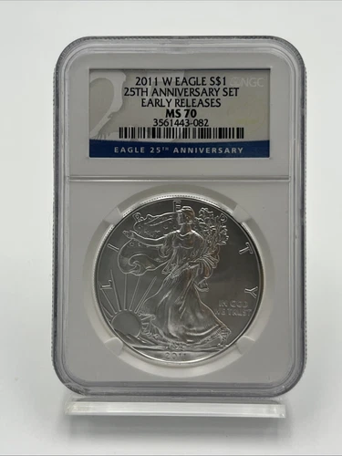 2011 W BURNISHED 25TH ANNIVERSARY SET SILVER EAGLE NGC MS70 EARLY RELEASES