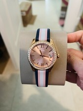 Fossil Scarlette Mini Threehand Date Striped Navy Leather  display picture 3