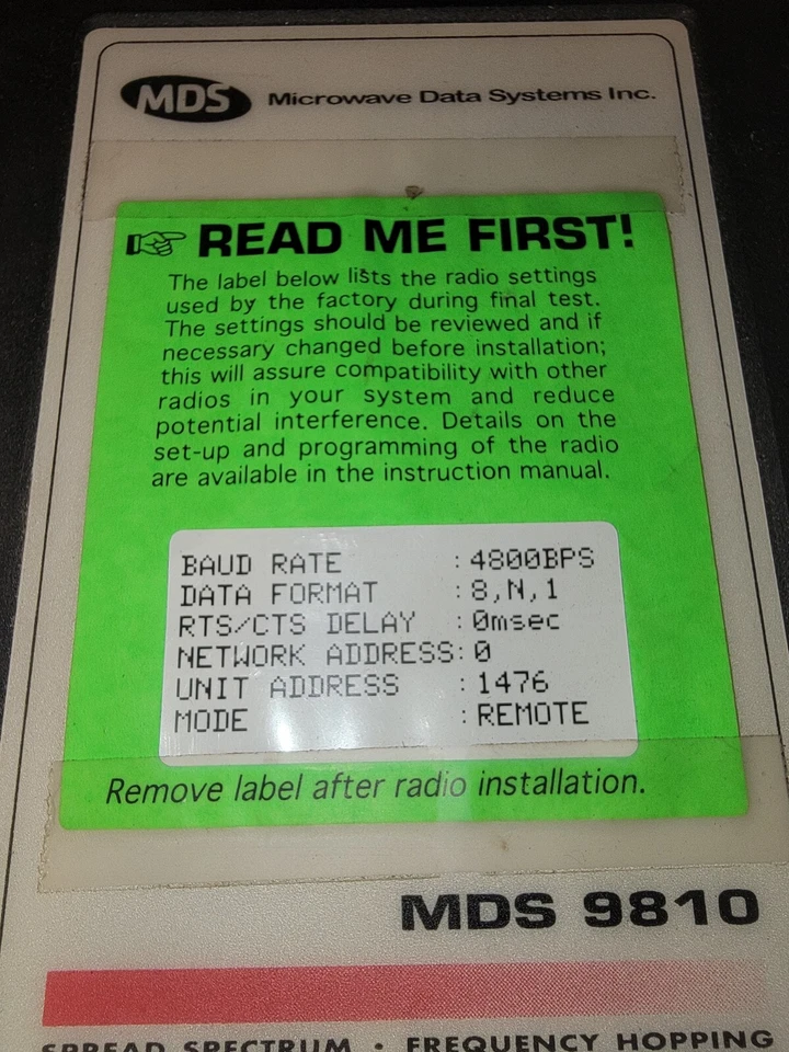 Microwave Data Systems MDS 9810 HL Spread Spectrum Transceiver. Used (371) - Image 3 of 4