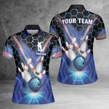 Custom Name Polo Bowling Jersey 3D Ladies Bowling Women 3D Polo Shirt Size S-5XL