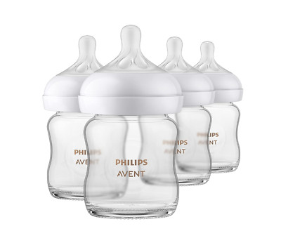 Glass Natural Baby Bottle with Natural Response Nipple, Clear, 4oz, 4pk, SCY910/