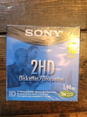 Sony 2HD Floppy Diskettes IBM Formatted 1.44 MB 3.5 Inch 10 Pack