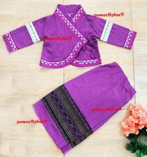 Girl Kid Dresswear Thai Costume Wrap Skirt Top Shirt Summer Party Dance Accessor