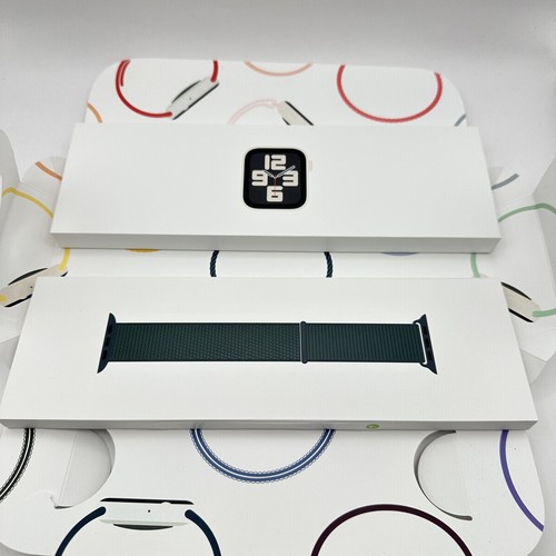 Apple Watch (SE) 2nd Gen. 40mm Starlight Aluminum w/ Green Sport Loop (GPS)- New - Zdjęcie 3 z 5