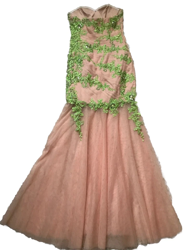 Junior Mermaid Gown Dress Long Jovani Rhinestones Sequins Beaded Pageant Sz 6 - Image 3 of 4