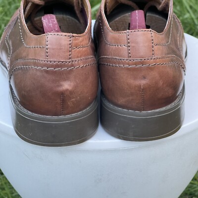 Clarks Shoes Mens 12 Brown Leather Plain Toe Oxford Lace Up 