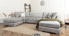New  U Shape Corner Sofa Bishop in Truffle Premium Chenille Large Size UK Design