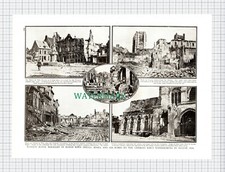 X736) Hotel de Ville Noyon France World War One - c.1919 Book Print