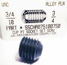 3/4-10x3/4 Hex Socket Set Screws Cup Point Alloy Steel (3)