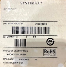 COMMSCOPE SYSTIMAX 600G2-1U-UP-SD FIBER OPTIC SLIDING FACEPLATE SHELF