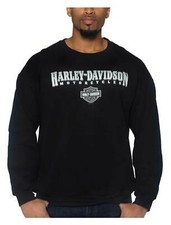 Harley-Davidson Men's Crest Poly-Blend Crew-Neck Pullover Fleece Sweatshirt