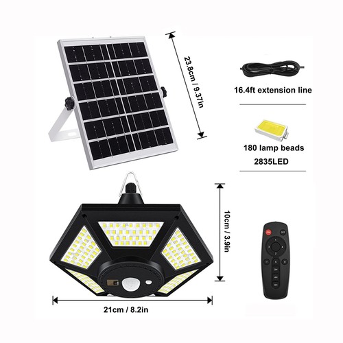 Solar Shed Light Indoor Outdoor, 180 LED Solar Pendant Light 5 Lighting Modes... - Picture 4 of 8