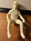 vintage 1950s MARX Farm Tractor Farmer Driver  3.5"  tall.   Cream color Plastic